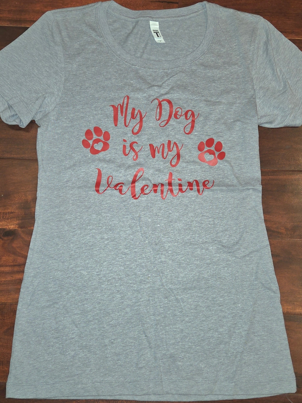 My Dog Is My Valentine T-Shirt - Gray with Red Print